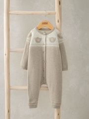 Mameluco de punto de algodón 100 % con estampado de osito en color marrón de Mamas & Papas - Imagen 1 de 2