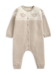 Mameluco de punto de algodón 100 % con estampado de osito en color marrón de Mamas & Papas - Imagen 2 de 2
