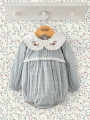 Mamas & Papas – kurzer Strampler aus 100 % Baumwolle mit geometrischem Muster, Blau - Bild 1 von 3