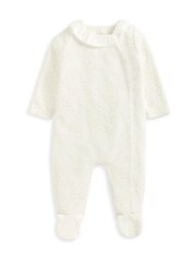 Mamas & Papas Velour Gold Speckle White Sleepsuit - Image 3 of 3