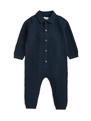 Mamas & Papas Blue Knitted 100% Cotton Romper - Image 2 of 3