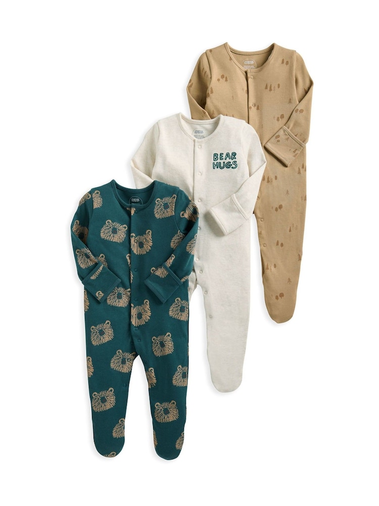 Mamas & Papas Medved 100% bombaž Brown Sleepsuits 3 komplet - Slika 1 iz 1