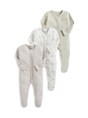 Mamas & Papas – braune Schlafanzüge mit Wildtier-Print aus 100 % Baumwolle im 3er-Pack - Bild 1 von 1