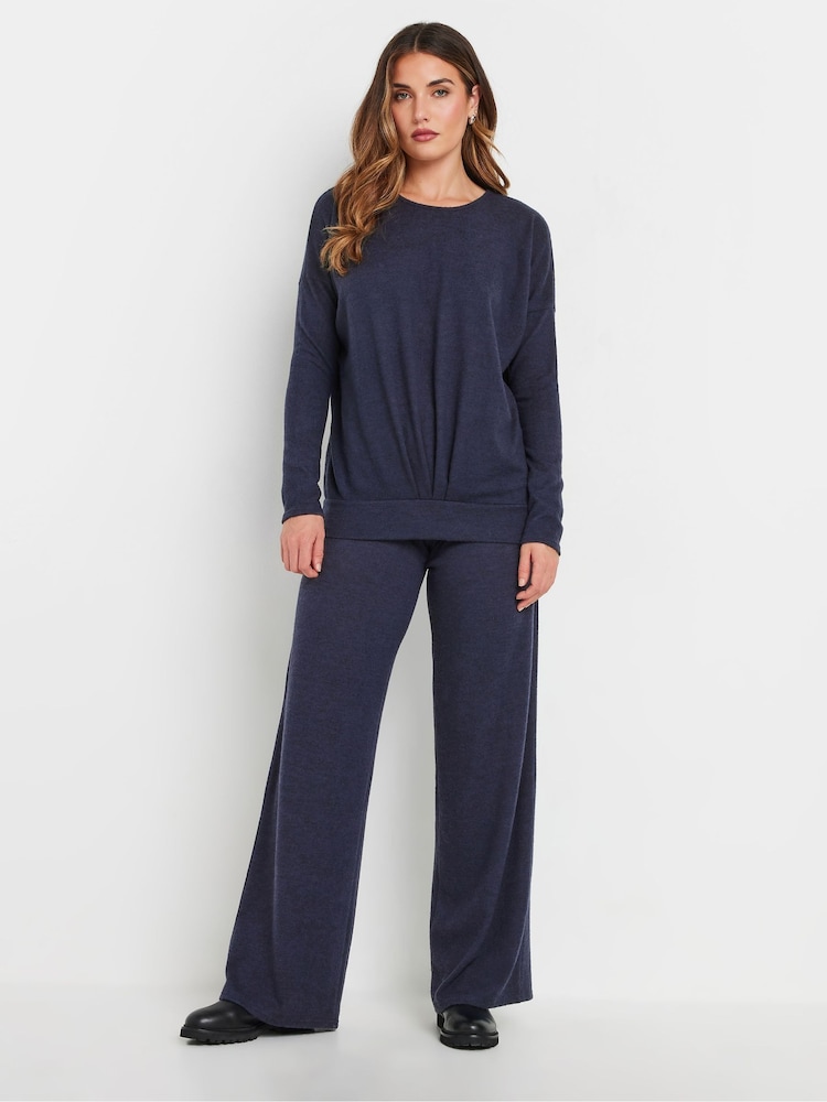 Long Tall Sally Blue Natural Soft Touch Pleated Sweatshirt - Image 2 of 5