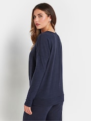 Long Tall Sally Blue Natural Soft Touch Pleated Sweatshirt - Image 3 of 5