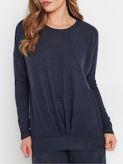 Long Tall Sally Blue Natural Soft Touch Pleated Sweatshirt - Image 4 of 5