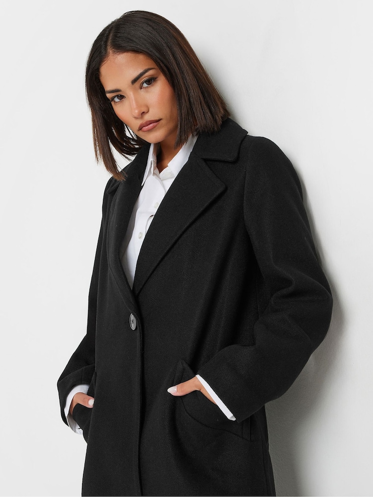 PixieGirl Petite Black Button City Coat - Image 4 of 5