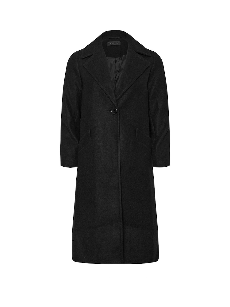 PixieGirl Petite Black Button City Coat - Image 5 of 5