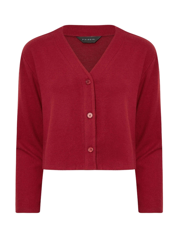 PixieGirl Petite Red Cut And Sew Cardigan - Image 4 of 4