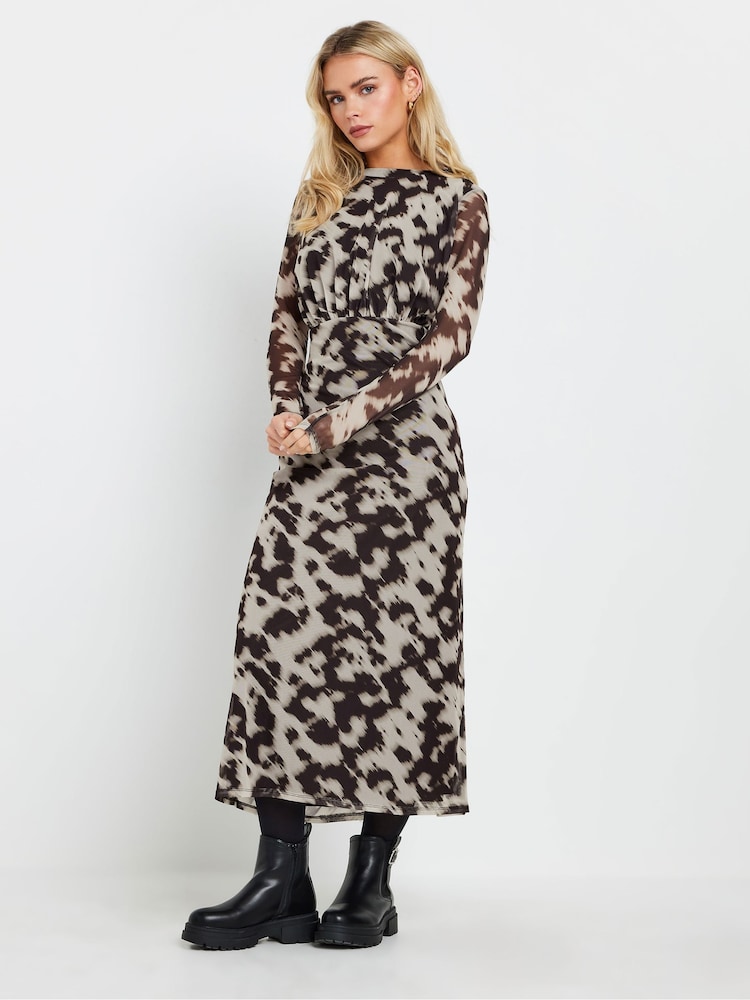 M&Co White & Black Petite Abstract Mesh Midi Dress - Image 1 of 5