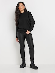 PixieGirl Petite Black Crochet Sleeve Sweatshirt - Image 3 of 5