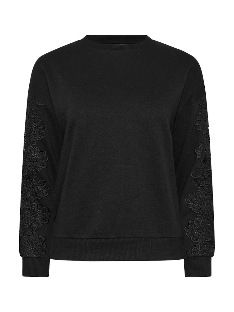 PixieGirl Petite Black Crochet Sleeve Sweatshirt - Image 5 of 5