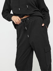 PixieGirl Petite Black Cargo Ribbed Joggers - Image 5 of 6