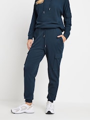 PixieGirl Petite Blue Cargo Ribbed Joggers - Image 2 of 5