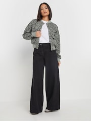 PixieGirl Petite Grey Animal Print Sweat Bomber Jacket - Image 3 of 6