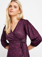 M&Co Purple Petite 3/4 Sleeve Dress - Image 2 of 5