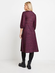M&Co Purple Petite 3/4 Sleeve Dress - Image 3 of 5