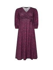 M&Co Purple Petite 3/4 Sleeve Dress - Image 5 of 5