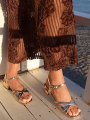 Linzi Gold Zenna Strappy Mini Heeled Sandals - Image 1 of 5