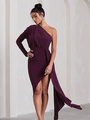 Club L London Catherine Асимметричное платье с одним рукавом средних размеров с эффектом драпировки - Image 4 of 5