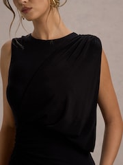 Club L London Black Paphos Draped Sleeveless Maxi Dress - Image 5 of 7