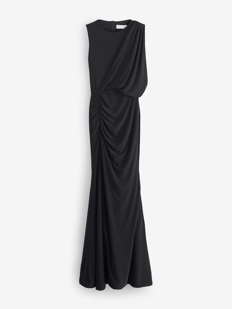 Club L London Black Paphos Draped Sleeveless Maxi Dress - Image 7 of 7