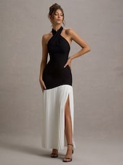 Club L London Khai Halter-Neck Maxi Dress With Plisse Skirt - Image 1 of 7