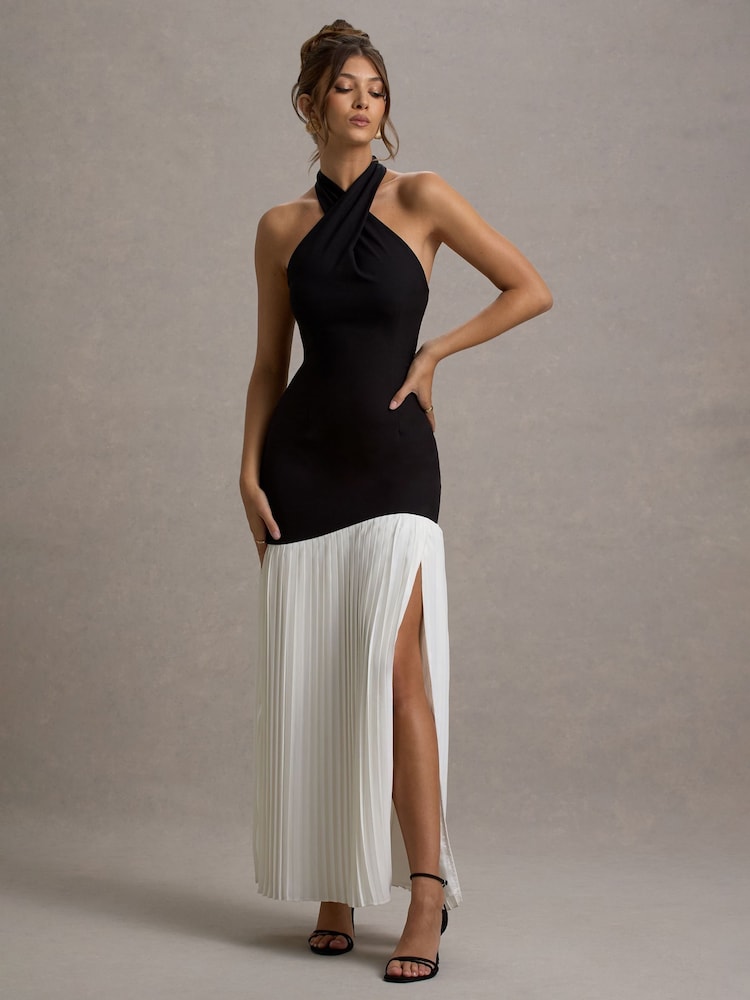 Club L London Khai Halter-Neck Maxi Dress With Plisse Skirt - Image 1 of 7