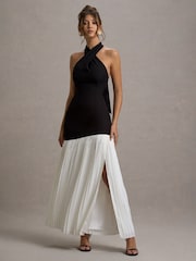 Club L London Khai Halter-Neck Maxi Dress With Plisse Skirt - Image 5 of 7