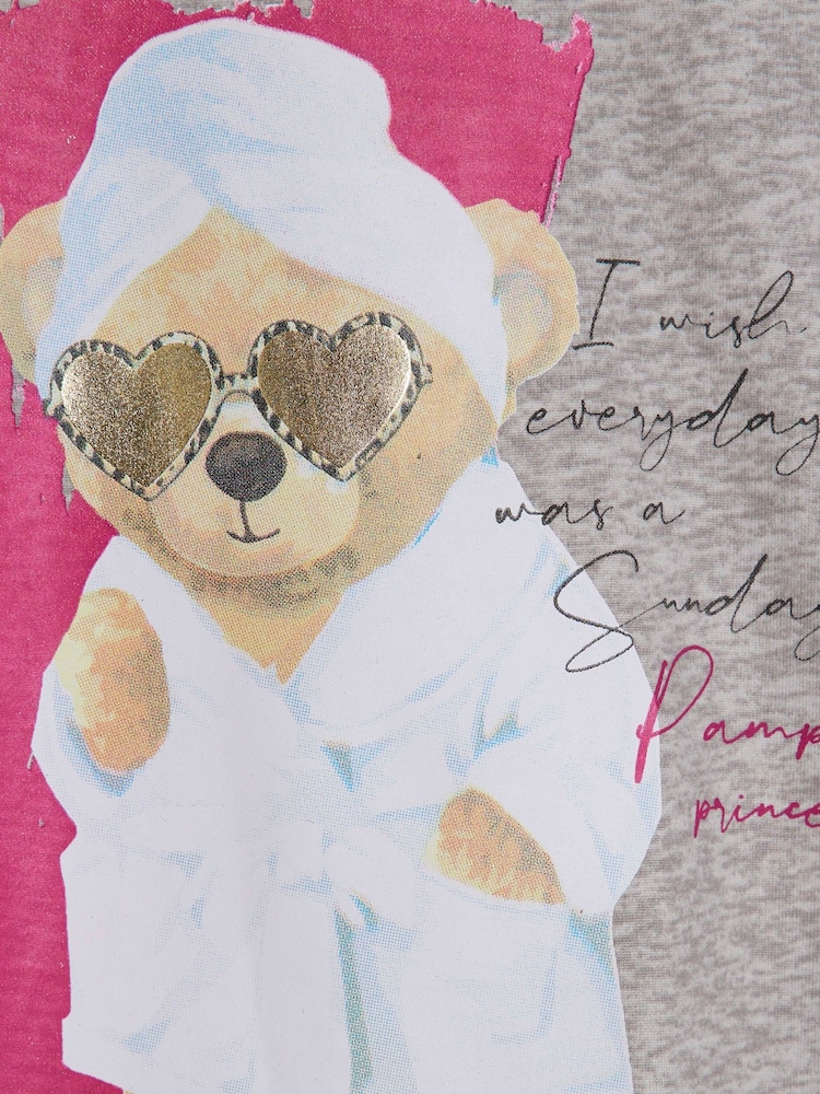 River Island Filles Teddy Satin Mix Pyjama - Image 3 of 10