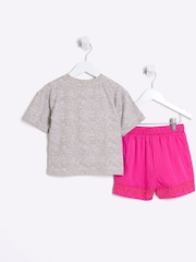 River Island Pink Girls Teddy Satin Mix Pyjamas - Image 4 of 10