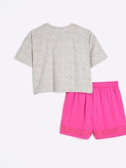 River Island Pink Girls Teddy Satin Mix Pyjamas - Image 8 of 10