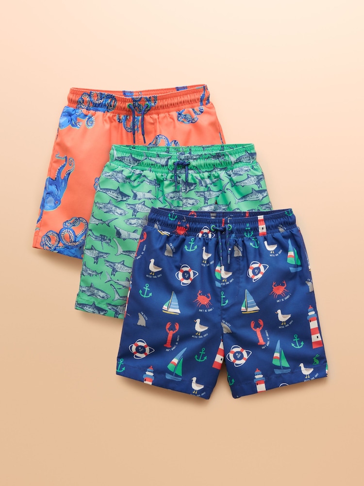 Joules Ocean Multi Pack Of Three Swim Shorts - Image 1 of 12