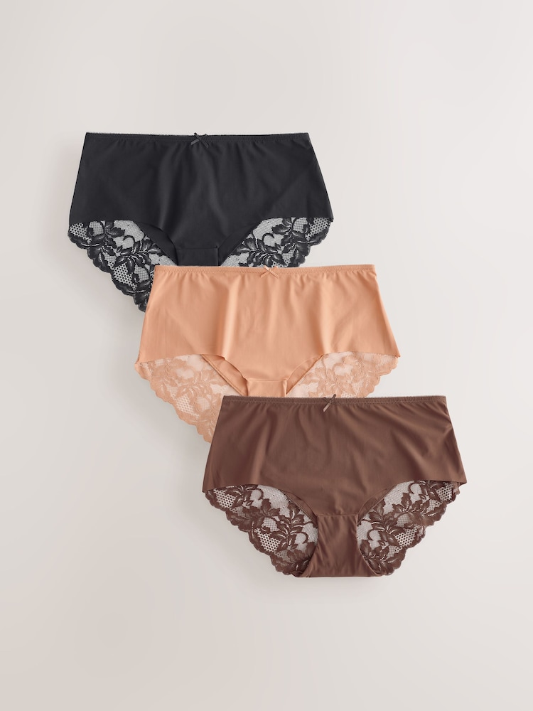 Black / Caramel Nude / Chocolate Nude - מארז 3 תחתונים עם תחרה מאחורה של No VPL - Image 5 of 10