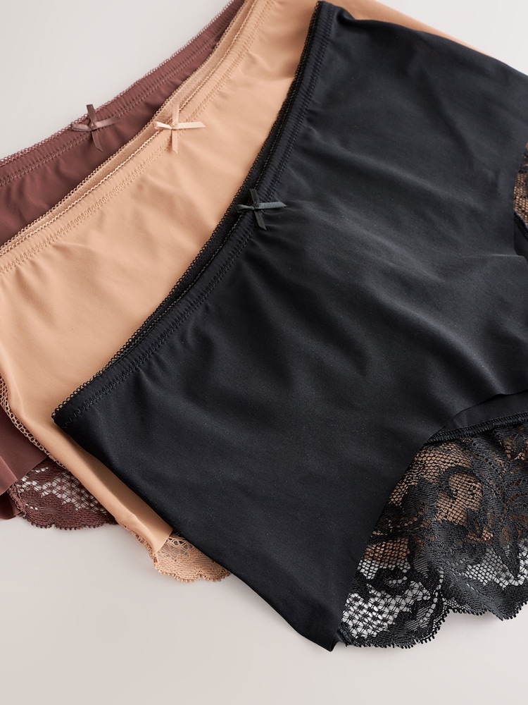 Black / Caramel Nude / Chocolate Nude - מארז 3 תחתונים עם תחרה מאחורה של No VPL - Image 9 of 10