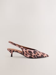 Leopard Standard/Wide Fit Forever Comfort® Point Toe Low Slingback Kitten Heels - Image 3 of 6