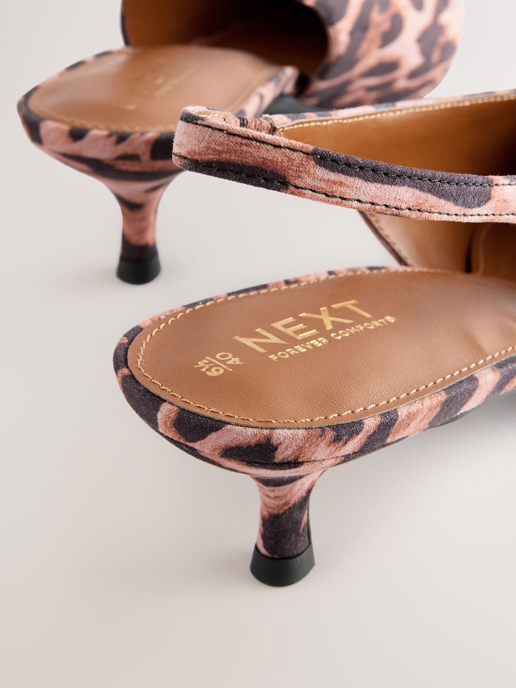 Buy Leopard Standard/Wide Fit Point Toe Low Slingback Kitten Heels