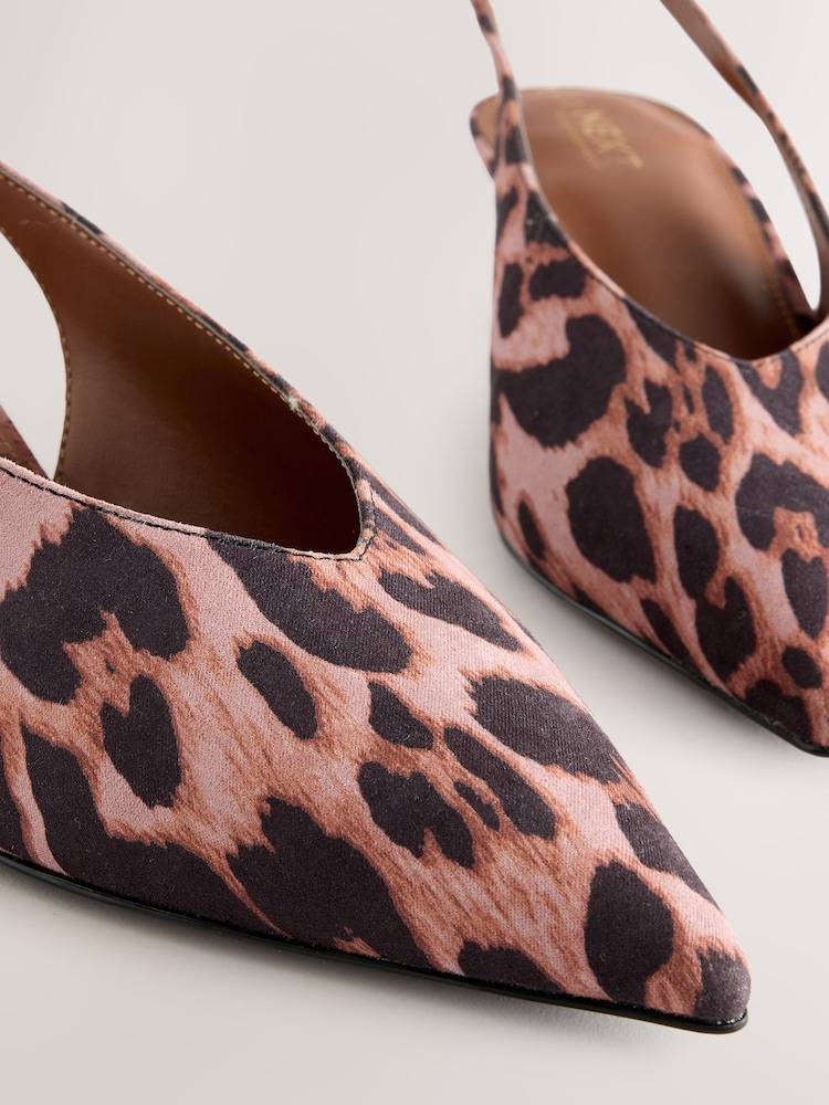 Leopard Standard/Wide Fit Forever Comfort® Point Toe Low Slingback Kitten Heels - Image 6 of 6