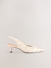 White Forever Comfort® Point Toe Stud Detail Slingback Low Heels - Image 3 of 6