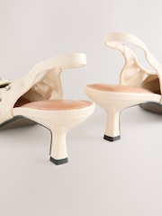 White Forever Comfort® Point Toe Stud Detail Slingback Low Heels - Image 6 of 6