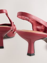 Red Forever Comfort® Point Toe Stud Detail Slingback Low Heels - Image 10 of 10