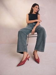 Red Forever Comfort® Point Toe Stud Detail Slingback Low Heels - Image 2 of 10