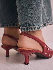 Red Forever Comfort® Point Toe Stud Detail Slingback Low Heels - Image 3 of 10