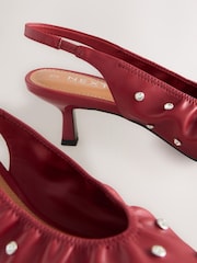 Red Forever Comfort® Point Toe Stud Detail Slingback Low Heels - Image 9 of 10