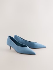 Blue Standard/Wide Fit Forever Comfort® Point Toe Low Kitten Heels - Image 1 of 6