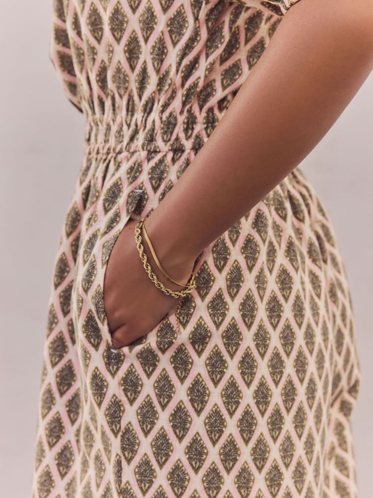 Khaki Green Off Shoulder Wide Leg 100% Cotton Jumpsuit - Image 5 of 9