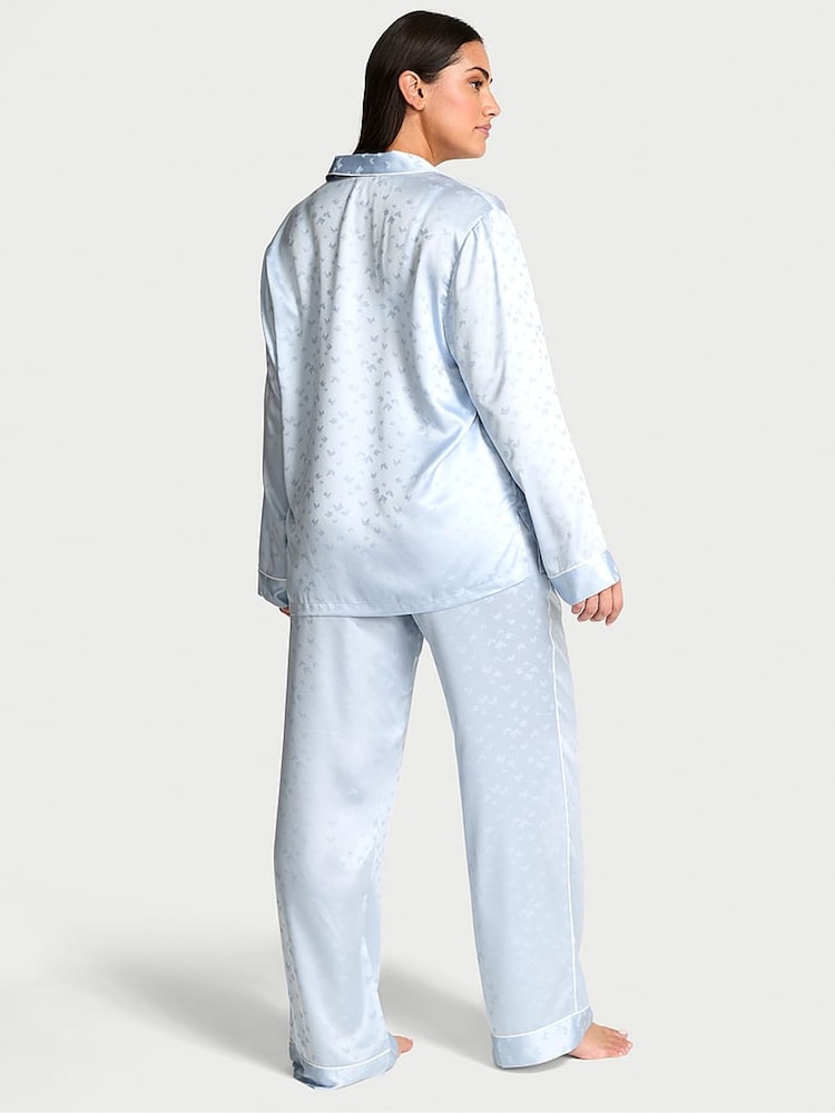 Victoria's Secret Palest Blue Butterfly Jacquard Satin Long Pyjama Set - Image 2 of 2