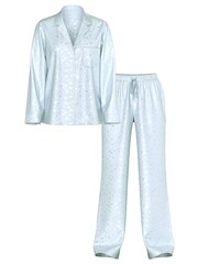 Victoria's Secret Palest Blue Butterfly Jacquard Satin Long Pyjama Set - Image 3 of 3