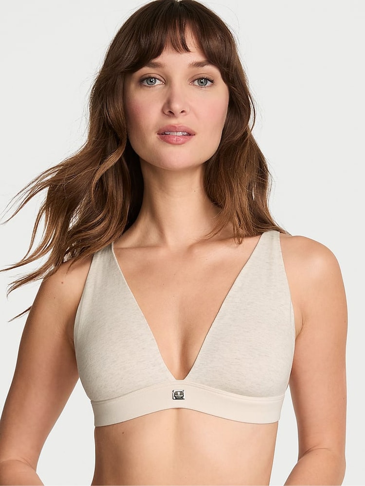 Huidskleurig gemêleerd - Victoria's Secret - Katoenen bralette met logo - Image 1 of 2