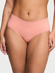 Victoria's Secret Peachy Orange Cheeky Cotton Lace Waist Knickers - Image 1 of 3